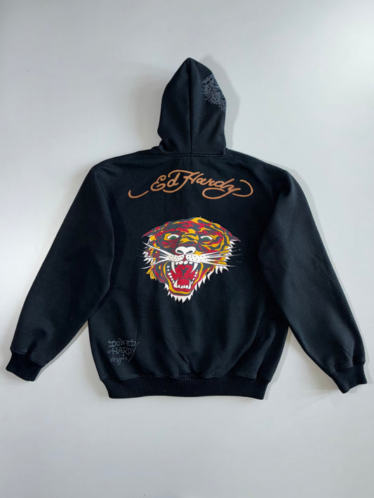 Ed-Hardy Streetwear Hoodie Black Tiger Graphic (XL)