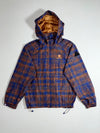 Black Yak Overland Travel Blue & Orange Plaid Hooded Windbreaker Jacket  (S/M)