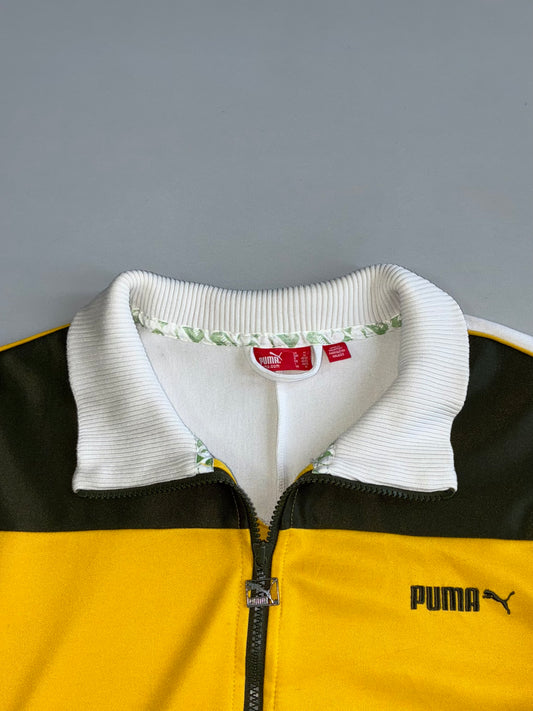 Puma Yellow & Black Track Jacket | Vintage Full Zip Sports Jacket (M/L)
