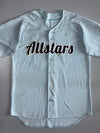 Allstars Baseball Jersey | Mesh Button-Up | Script Lettering | Sky Blue (XL)