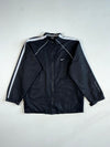 Y2K Nike Black Track Jacket – White Shoulder Stripes, Mini Swoosh (XL)