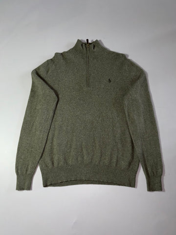 Polo Ralph Lauren Olive Quarter Zip Knit Sweater (S/M)