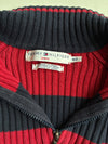Vintage Tommy Hilfiger Jeans Navy & Red Striped Ribbed Quarter-Zip Sweater – (S)