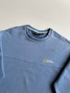National Geographic Light Blue Crewneck Sweatshirt – Sleeve Patch (S)