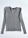Polo Ralph Lauren Women's Grey Cable Knit V-Neck Sweater women’s(S)