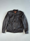 Vintage Dark Brown Leather Zip-(S)