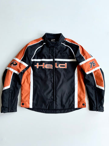 Held Black/Orange "76" Racing Motorcycle Jacket (XL)