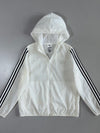 Adidas White 3-Stripe Hooded Windbreaker (S)