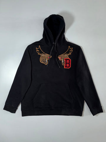 Burberry London England Moose Head “B” Patch Hoodie Black Embroidered (2XL)
