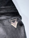 Frank Thomas Black Leather Racing Jacket Armored Motorcycle Jacket, (M/L)
