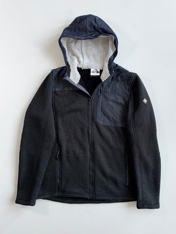 Spyder Black Knit Fleece Jacket with Sherpa-Lined Hood (L)