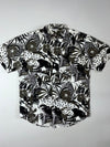 Vintage Freetime Zebra Leopard Print Short Sleeve Shirt Black White Men’s (L)