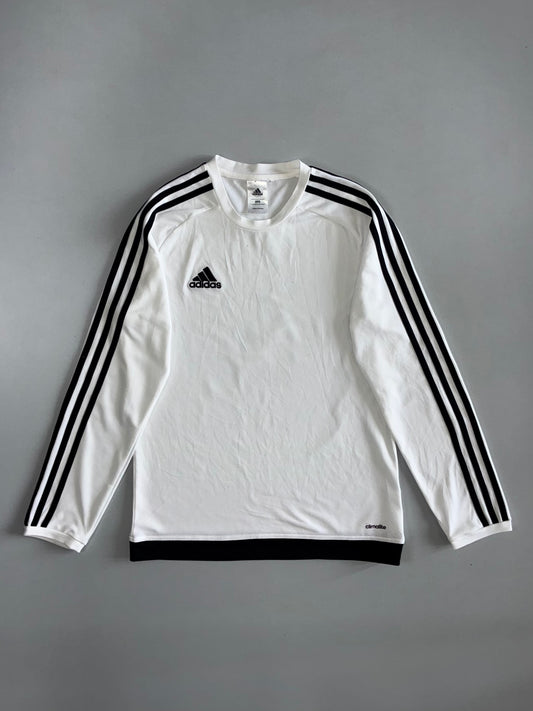 Adidas Climalite 3-Stripe Long Sleeve Football Training Top — White/Black (S/M)