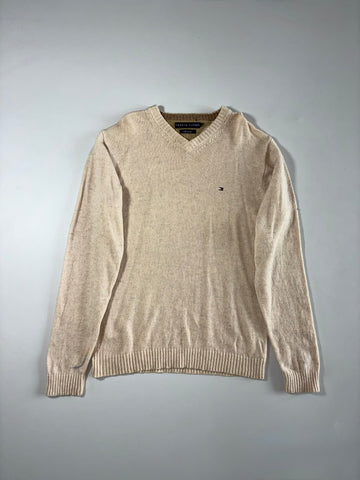 Tommy Hilfiger Cream Lambswool V-Neck Sweater (S/M)