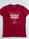 Jack & Jones Maroon Graphic Print T-Shirt (Size L)