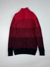 Chaps Ombre Textured Knit Button Mock Neck Sweater – Red/Black (M)