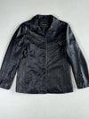 First Avenue by North Beach Black Leather Button-Up Blazer Jacket, Women’s (S)