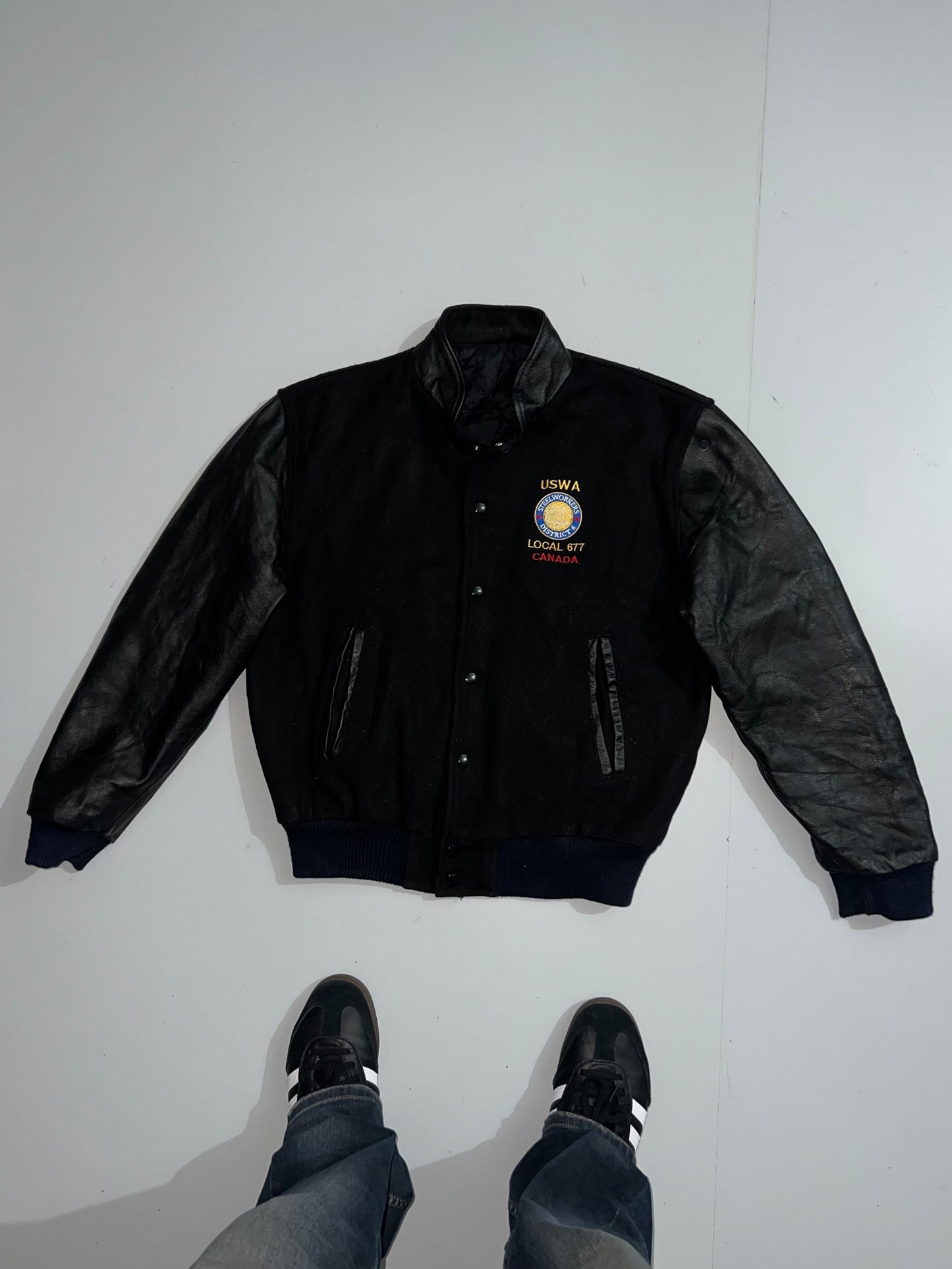 ZSuper Premium Varsity Jacket Original Leather Sleeve (M)