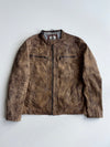 Angelo Litrico Crafted Goods Distressed Brown Leather Moto Jacket (XL)