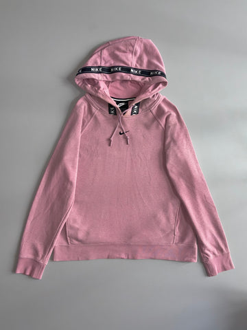 Nike Hoodie – Pink Mauve Pullover, Taped Logo (S)
