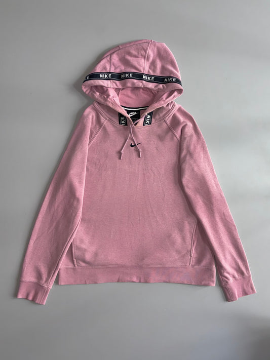 Nike Hoodie – Pink Mauve Pullover, Taped Logo (S)