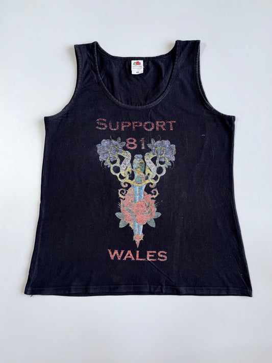Vintage Fruit of the Loom | Support 81 Wales Biker Graphic Tank (S/M)