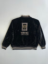Vintage Versace Jeans Couture Velvet Bomber Jacket Gold Black Medusa Embroidery 90s (XL)