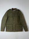 Jack Wills Olive Quilted Field Jacket with Corduroy Collar & Flannel Lining (XL)