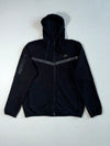 Nike Sportswear Tech-Style Full-Zip Hoodie Black, Chevron Panel, Sleeve Zip Pocket, (XL)