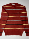 Vintage Crocodile Rust Striped Knit Sweater with Button Neck (M)