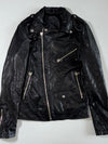 Vintage | Black Leather Double Rider Biker Jacket – Silver Zip Hardware | (S)