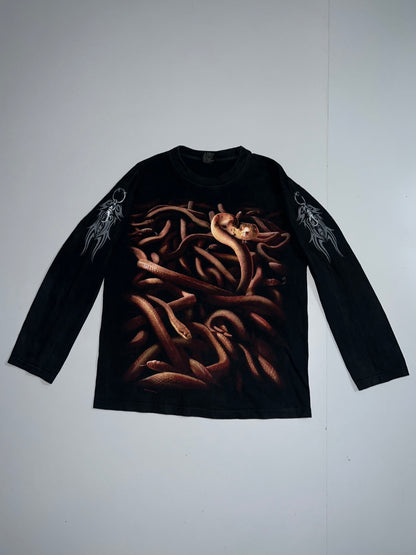 !                                             Spiral 'Snake Pit' Long Sleeved T-Shirt (GOTHIC) Size - (M/S)