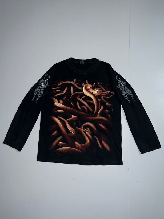!                                             Spiral 'Snake Pit' Long Sleeved T-Shirt (GOTHIC) Size - (M/S)