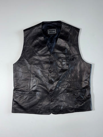 Ottimo Genuine Leather Waistcoat Vest – Black(L)