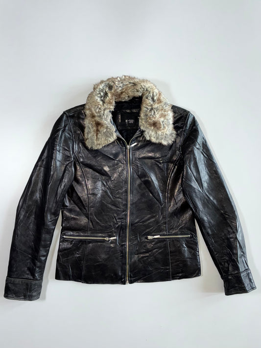 Massimo Premium Original (Detechable Furr Coller Leather Jacket (S)