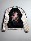 Crane Embroidery Sukajan Satin Bomber Jacket Black Reversible(XS)