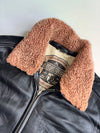 Aviators | Shearling Collar Leather Jacket Black Tan Detachable couler (Xl/2Xl)