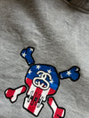 Vintage Stüssy Skull & Bones USA Flag Hoodie – Grey(M)