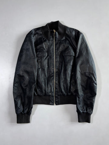 Vintage South Black Leather Bomber Jacket Jacket (S)