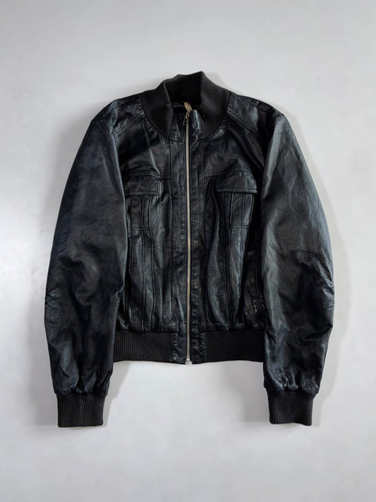 Vintage South Black Leather Bomber Jacket Jacket (S)
