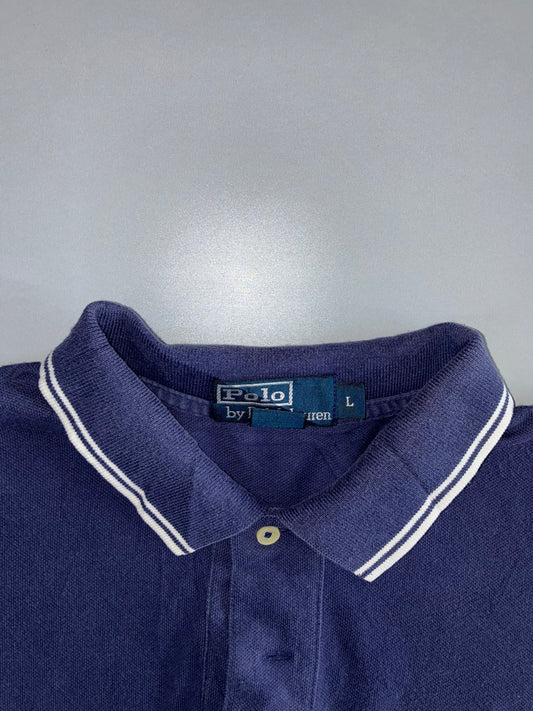 Polo Ralph Lauren Vintage Navy Big Pony Tipped Collar Polo T-Shirt (2XL)