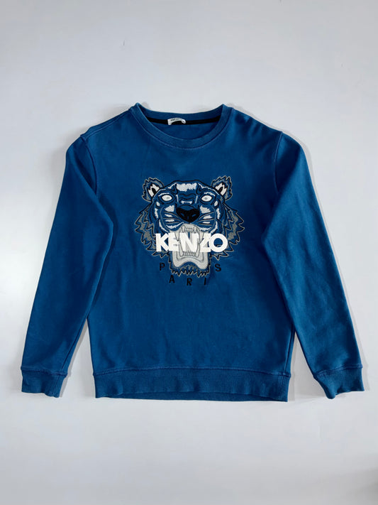 Kenzo Paris | Tiger Logo Crewneck Sweatshirt | Teal Blue (S)