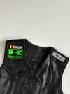 Vintage Black Leather Biker Vest – Kawasaki Patch, Side Lace-Up (L)