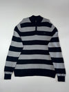 Chaps Striped Half-Zip Knit Sweater – Black & Grey (2XL)