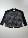 Adidas Vintage Black White Textured Track Jacket 3-Stripe Sleeves Women's (XL)