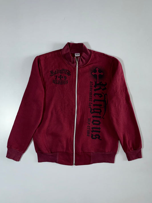 Religious 79 Gothic Graphic Track Jacket Burgundy, Size (L/M)