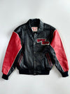 Vintage 90s Betty Boop American Toons by Excelled Black & Red Leather Varsity Bomber Jacket (M)