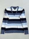 Tommy Hilfiger Blue Striped V-Neck Sweater (S)