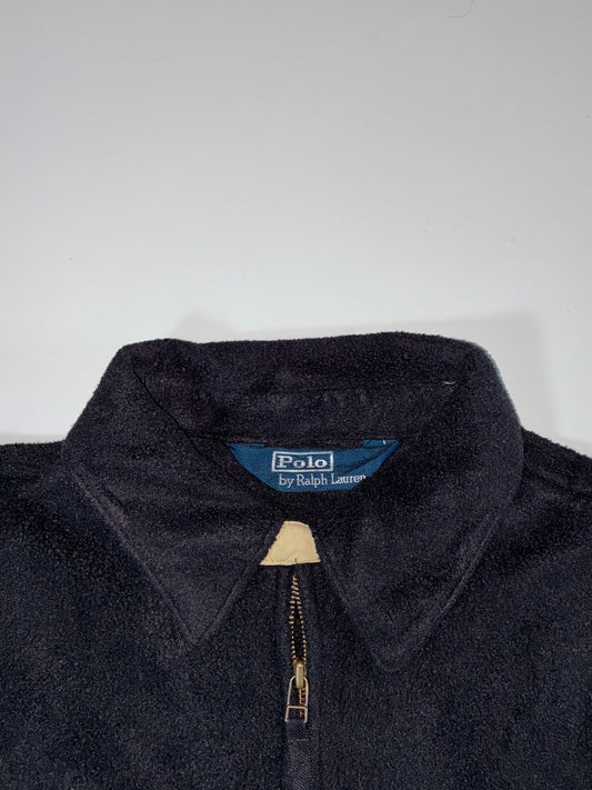 Vintage Polo by Ralph Lauren Fleece Harrington Jacket Black – Full Zip Collared (L)