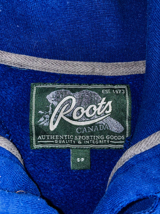Roots Canada Quarter Button Sweatshirt Navy 1/4 Button Mock Neck Sweater (M)